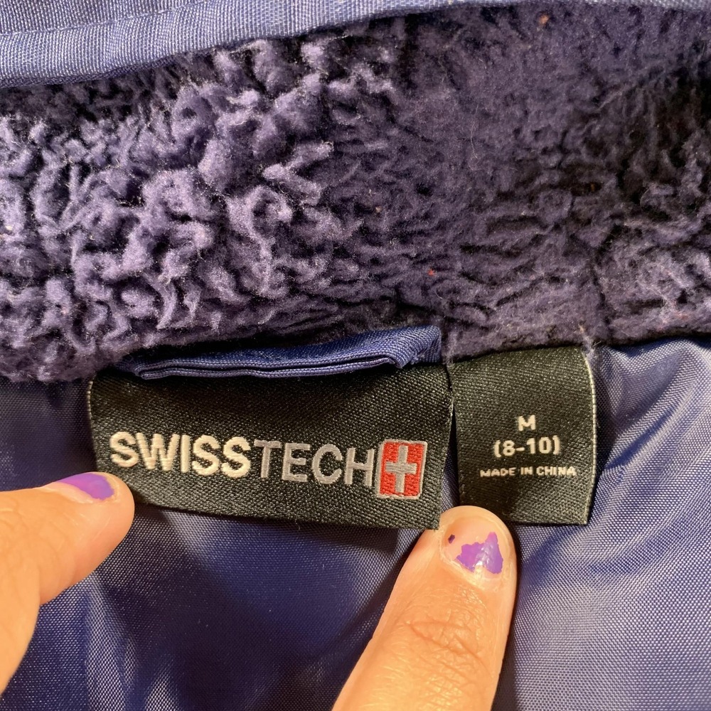 Swisstech Jacket Womens Medium 8-10 Blue‎ Sapphire Hooded Puffer Parka Coat - Picture 6 of 16